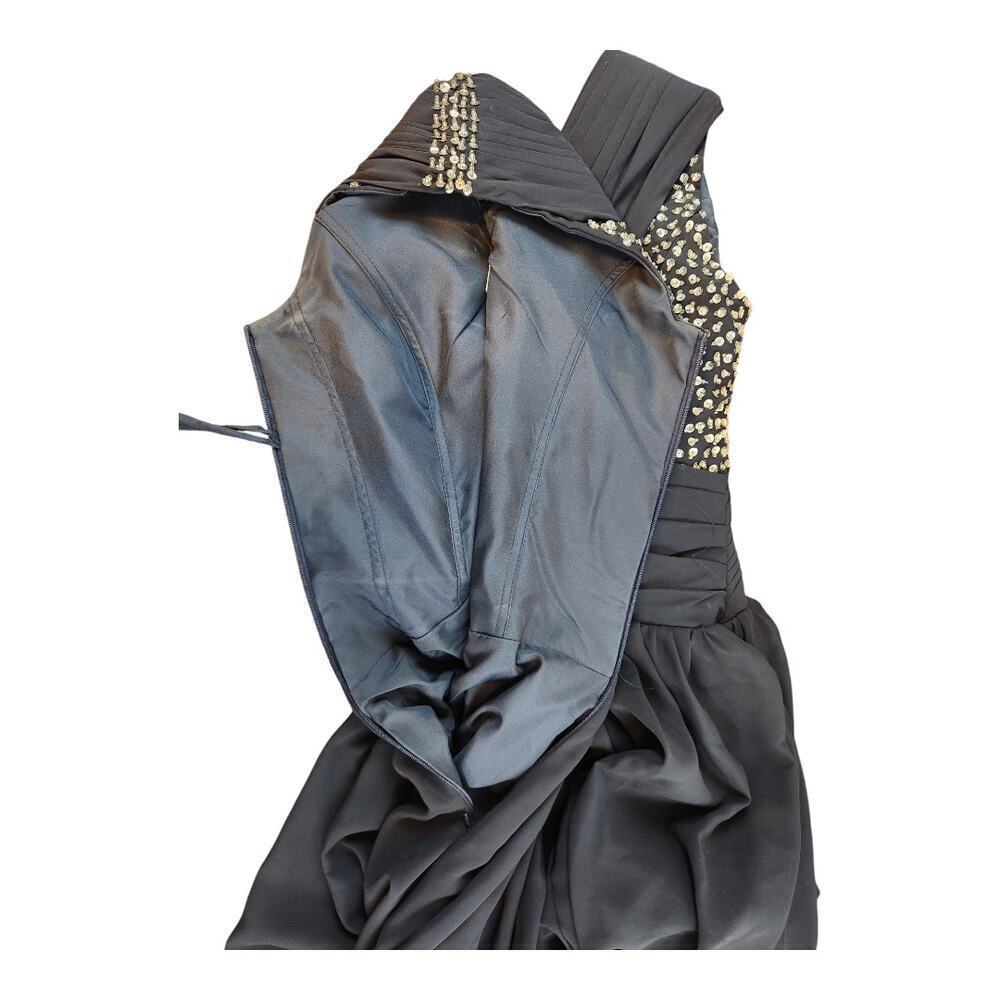 JJ's House navy blue silver floor length formal gown prom bridal event evening - Picture 8 of 13